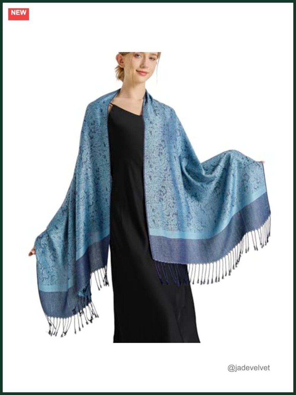 Silky Paisley Pashmina Shawl Wrap Women's Double-Side Jacquard Scarf for Travel